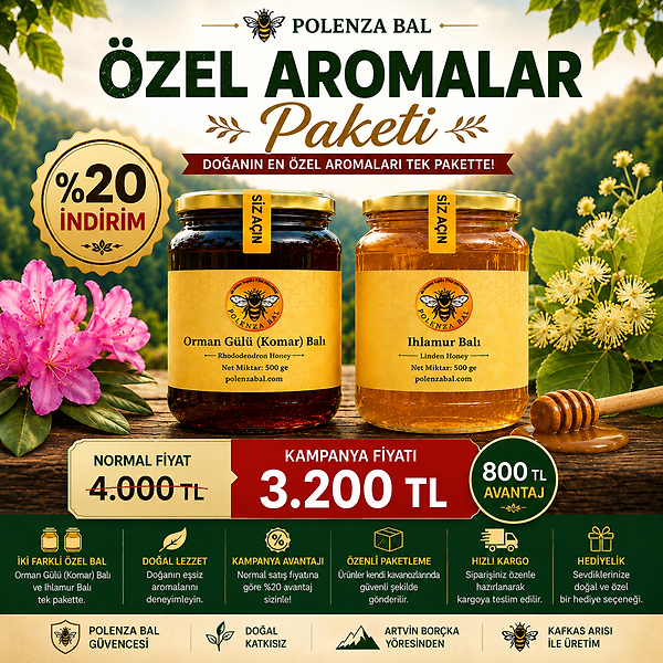 Özel Aromalar Paketi | 500 Gr Orman Gülü (Komar) Balı ve 500 Gr Ihlamur Balı
