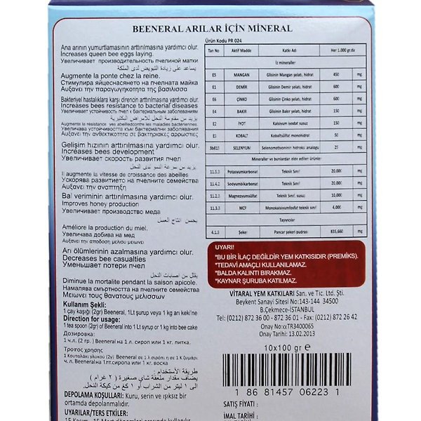 Beeneral Arı Mineral Takviyesi – 100 Gr Yüksek Emilimli Destek