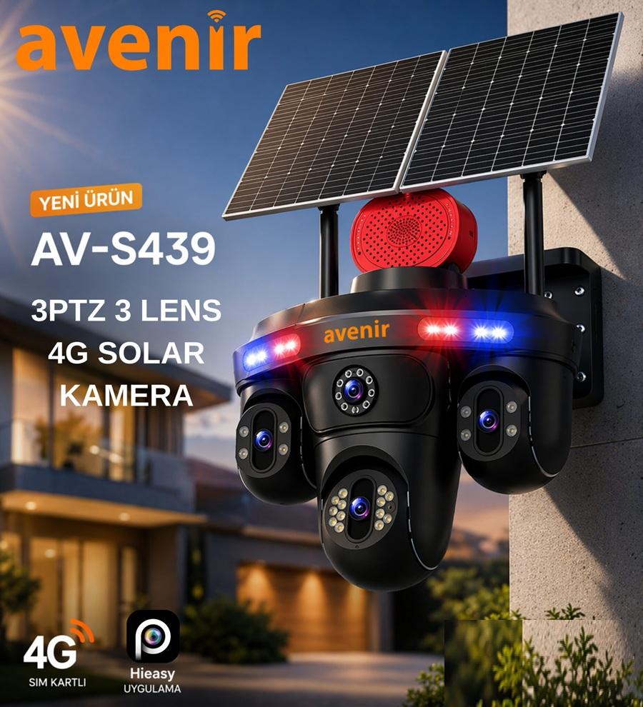 Avenir AV-S439 4G Solar 3PTZ eSIM Güvenlik Kamerası