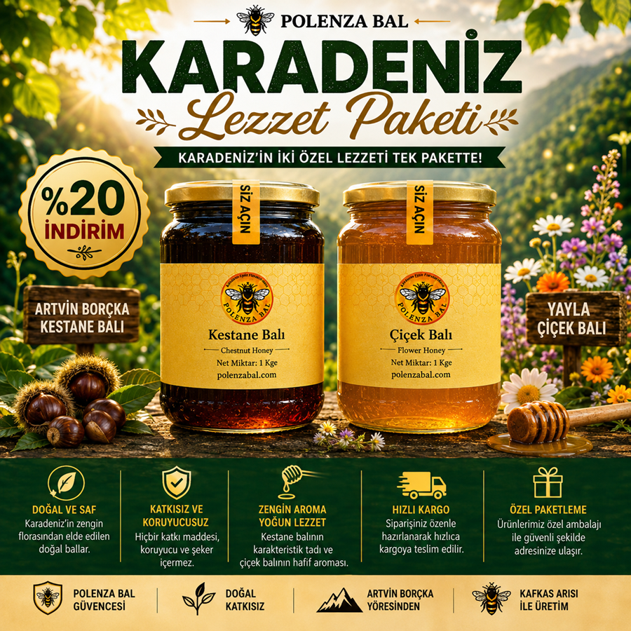 Karadeniz Lezzet Paketi | 1 Kg Kestane Balı + 1 Kg Yayla Çiçek Balı (%20 İndirim)