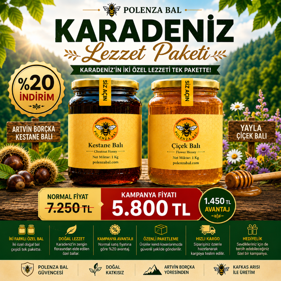 Karadeniz Lezzet Paketi | 1 Kg Kestane Balı + 1 Kg Yayla Çiçek Balı (%20 İndirim)